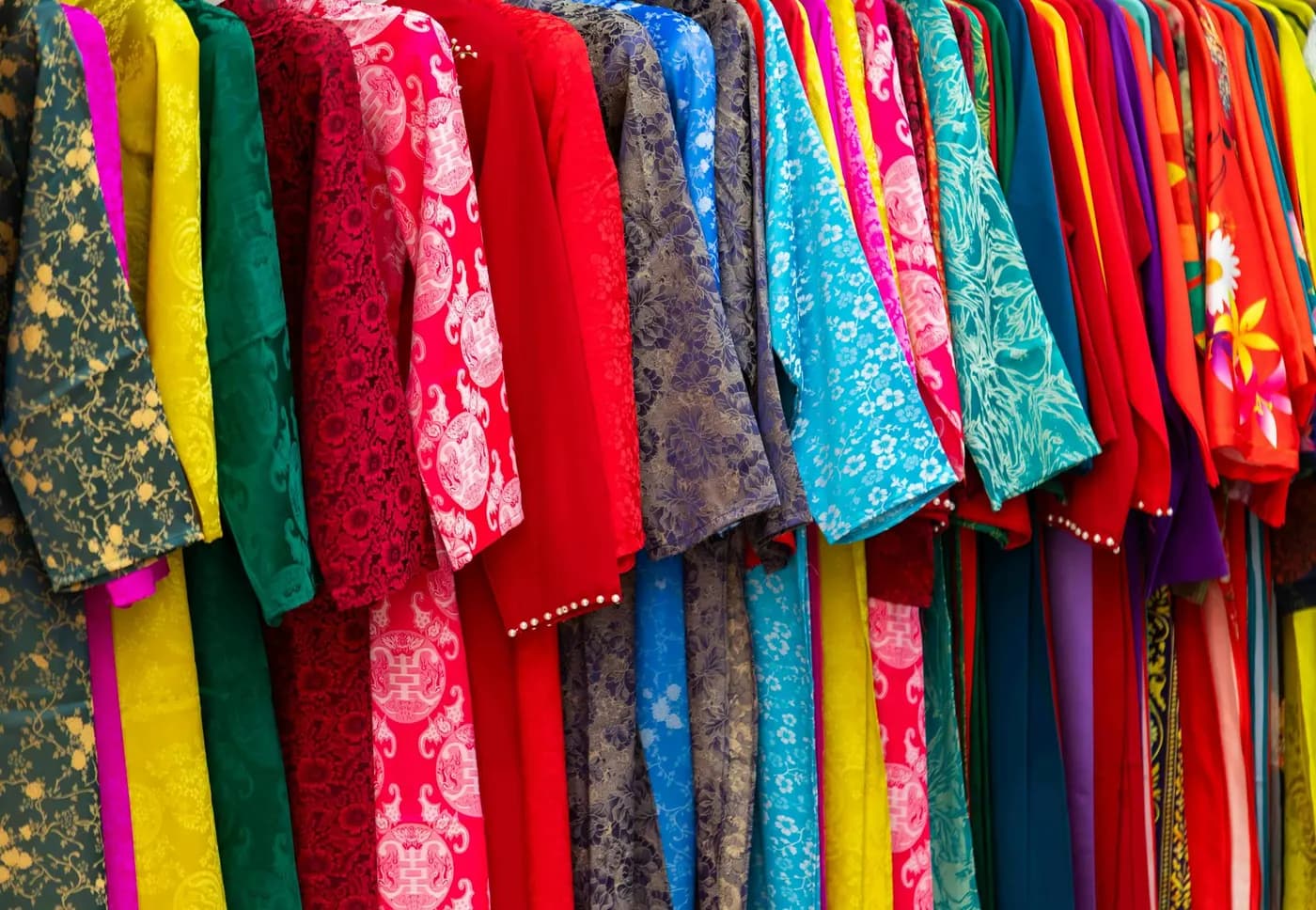 Colourful ethnic garments hanging on a rack